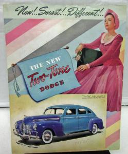 Original 1940 Dodge Dealer Sales Brochure Two Tone Chiffon Color Options