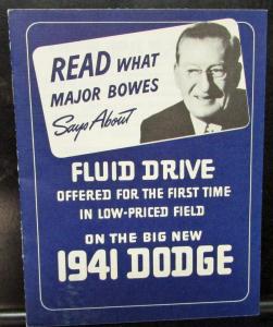 Original 1941 Dodge Dealer Brochure Fluid Drive Transmission Low-Priced Field