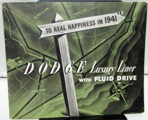 Original 1941 Dodge Dealer Sales Brochure Green Tone Luxury Liner Fluid Drive