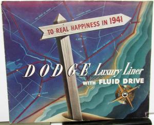 Original 1941 Dodge Dealer Prestige Color Brochure Luxury Liner Fluid Drive