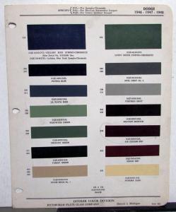 1946 1947 1948 Dodge Ditzler Color Paint Chips Leaflet Rare
