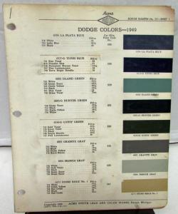 1949 Dodge Acme Proxlin Color Paint Chips Selector Codes Leaflets Rare