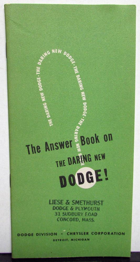 1949 Dodge Dealer Sales Brochure The Answer Book On The Daring New Dodge