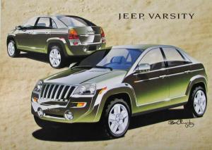 2000 Jeep Varsity Concept Original Color Data Sheet Hero Card Sales Brochure