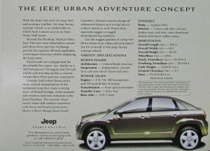 2000 Jeep Varsity Concept Original Color Data Sheet Hero Card Sales Brochure