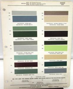 1951 Dodge Color Paint Chip Ditzler Leaflet Selector