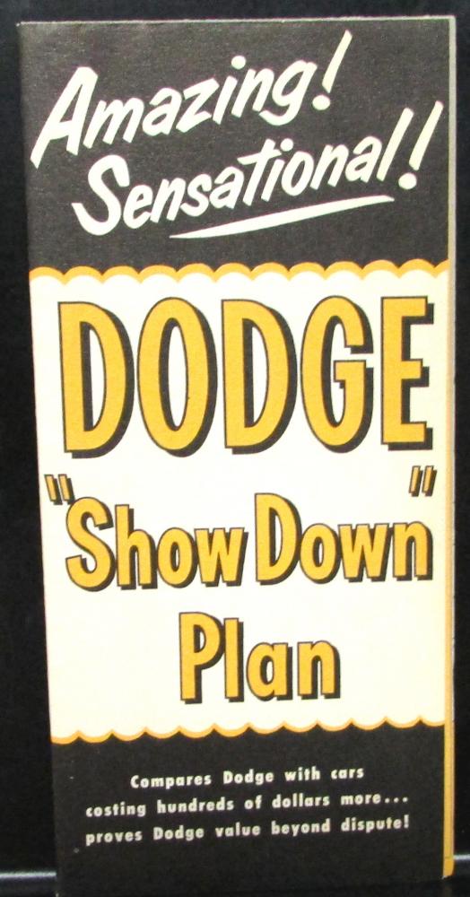 1952 Dodge Dealer Sales Brochure Folder Show Down Plan Comparison