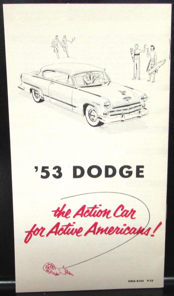 1953 Dodge Dealer Pocket Sales Brochure Questions & Answers Coronet Meadowbrook