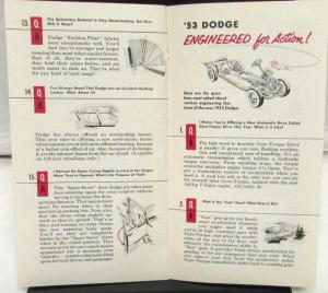 1953 Dodge Dealer Pocket Sales Brochure Questions & Answers Coronet Meadowbrook