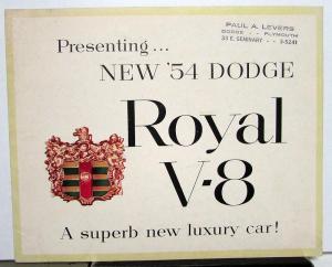 1954 Dodge Royal V-8 Dealer Color Sales Brochure Original Rare