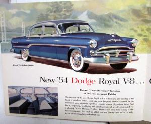 1954 Dodge Royal V-8 Dealer Color Sales Brochure Original Rare