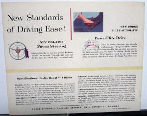 1954 Dodge Royal V-8 Dealer Color Sales Brochure Original Rare