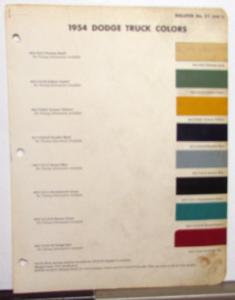 1954 Dodge Dealer Color Paint Chip Selector Leaflet Truck