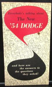 1954 Dodge Dealer Pocket Brochure The New 54 Dodge Questions & Answers