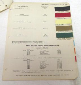 1957 Dodge Du Pont Color Paint Chips Selector Leaflets Codes Car Truck