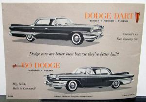 1960 Dodge Dart Dealer Sales Brochure Red Ram D-500 Ram Induction