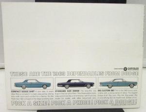1963 Dodge Dealer Color Prestige Brochure Custom 880 New Dependables