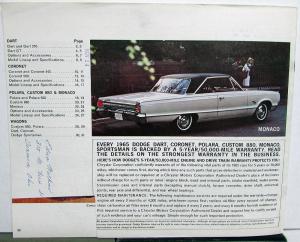 1965 Dodge Dealer Color Sales Brochure Full Line Dart Coronet Polara Custom 880