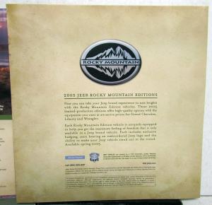 2005 Jeep Cherokee Liberty Wrangler Rocky Mountain Edition Sales Brochure Folder