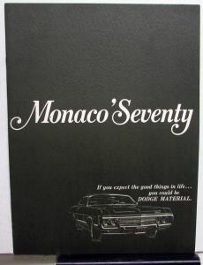 1970 Dodge Dealer Color Prestige Sales Brochure Monaco Options Features
