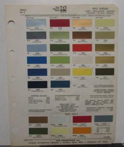 1972 Dodge Ditzler PPG Color Paint Chips Selector Leaflet Charger Challenger