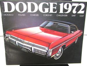 1972 Dodge Canadian Dealer Sales Brochure Full Line Charger Challenger Dart