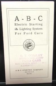 Original 1916-1917 A-B-C Electric Starting System & Lighting Ford Cars Brochure