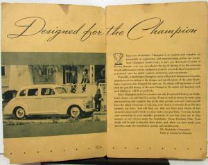 1939 ? Studebaker Champion Accessories Catalog Sales Manual Book Original