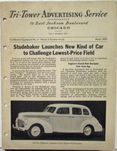 1939 Studebaker Champion Salesmen Comparison Guide Ford Chevrolet Plymouth Orig