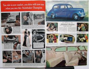 1940 Studebaker Champion Sedan Coupe Color Sales Brochure Original