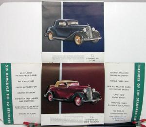 1934 Chevrolet Standard Sixes Coach Coupe Roadster Phaeton Sales Brochure