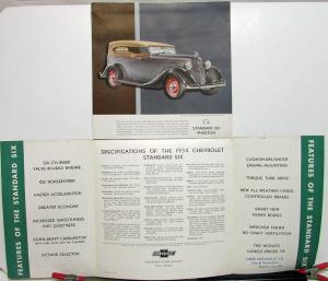 1934 Chevrolet Standard Sixes Coach Coupe Roadster Phaeton Sales Brochure