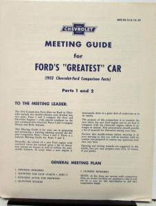 1952 Chevrolet Comparison Plymouth Ford & Ford HD Truck Training Material Orig
