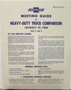 1952 Chevrolet Comparison Plymouth Ford & Ford HD Truck Training Material Orig