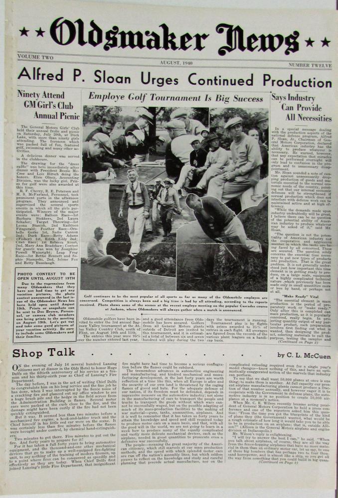1940 Oldsmobile Oldsmaker News August Vol 2 No 12 Issue Original