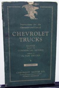 1933 Chevrolet Truck 1 & Half Ton Series CB & O Owner Manual Operator Guide Orig