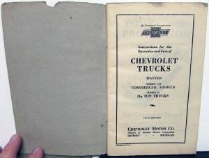 1933 Chevrolet Truck 1 & Half Ton Series CB & O Owner Manual Operator Guide Orig