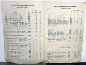 1961 Chevrolet Custom Features Price List Accessories Car Corvair Truck Original