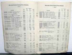 1961 Chevrolet Custom Features Price List Accessories Car Corvair Truck Original