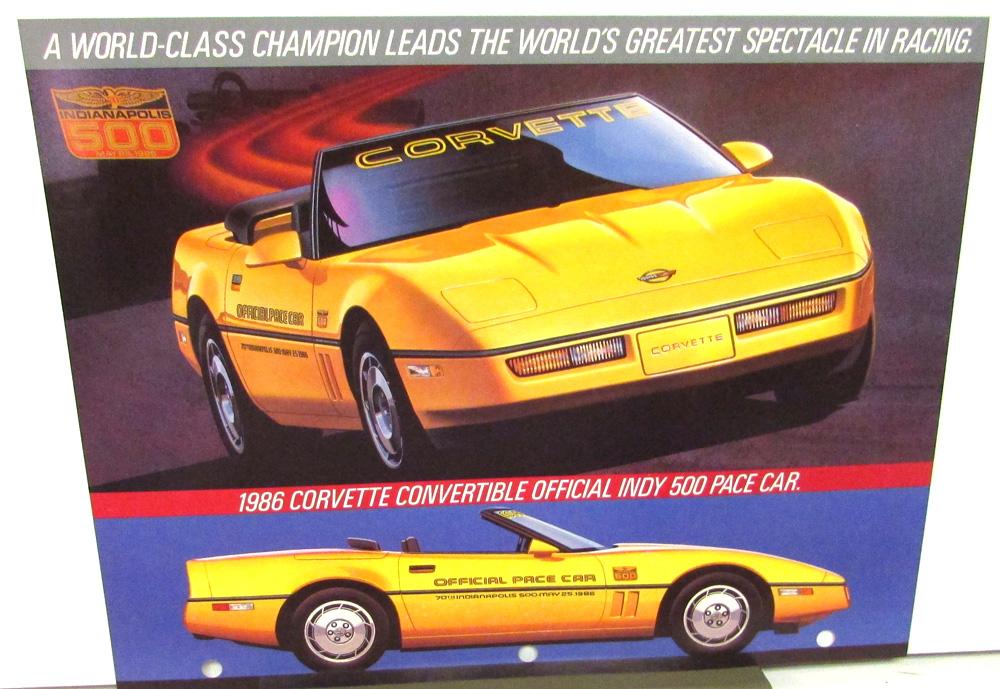 1986 Chevy Corvette Convertible Indy 500 Pace Car Dealer Color Options Leaflet