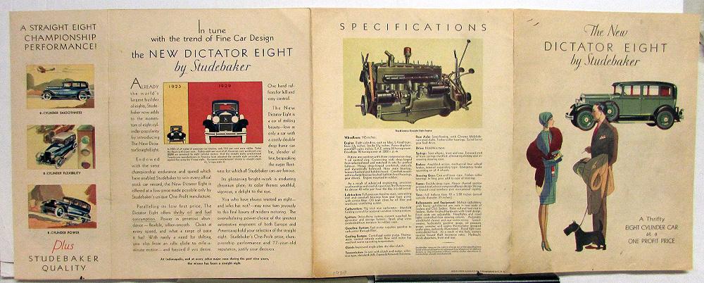 1929 Studebaker Dictator Eight Color Sales Brochure Original