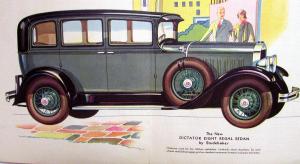 1929 Studebaker Dictator Eight Color Sales Brochure Original