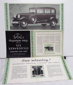 1931 Studebaker Six Coupe & Sedan Sales Brochure Folder Original
