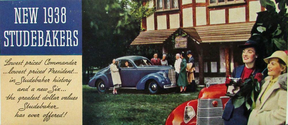 1938 Studebaker Six President 8 Commander Color  Sales Brochure Leaflet Original
