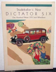 1929 Studebaker Dictator Six Regal Sedan Coupe Sales Brochure Folder Original