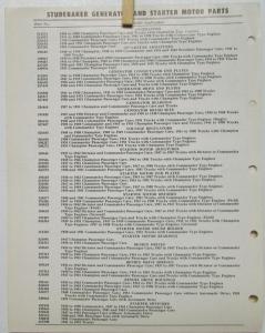 1951 Studebaker Parts Bulletin Indep Garages Generator & Starter Motor Original