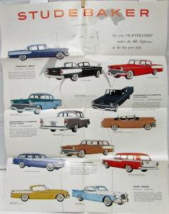 1957 Studebaker President Commander Champion Hawk Wagon Sales Folder Poster Orig