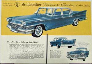 1958 Studebaker Commander Champion 4 Door Sedan Color Data Sheet Original