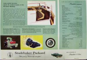 1958 Studebaker President Hardtop Color Data Sheet Original