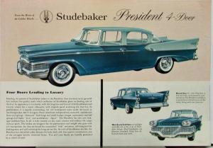 1958 Studebaker President 4 Door Color Data Sheet Original
